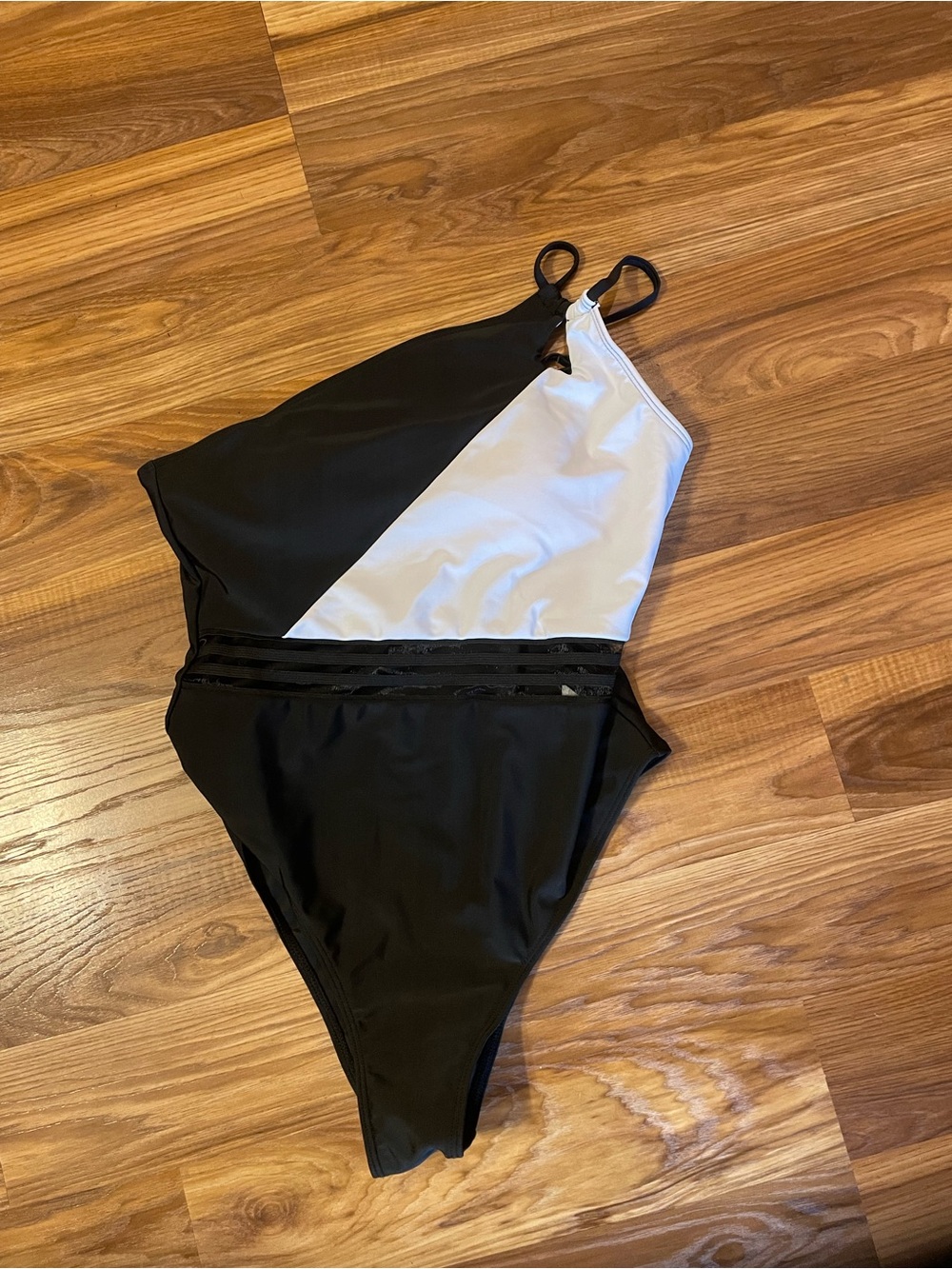 Women's Black and White One-Piece Swimsuit